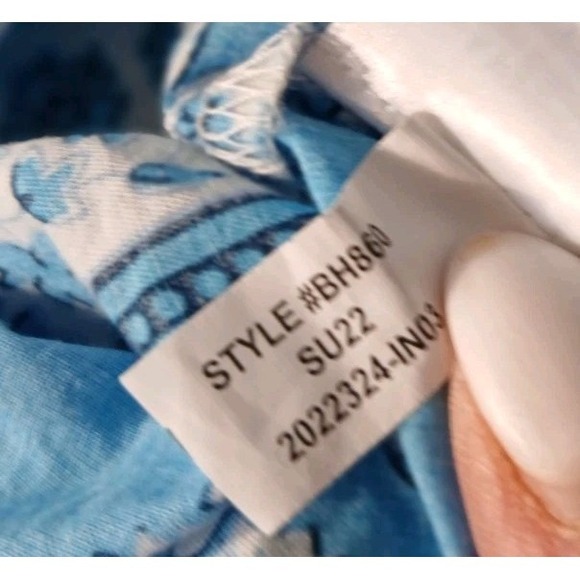 J.Crew Blue Block Floral Print Artist Boho Top Popover Shirt Sz Large - Picture 7 of 10